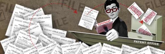 Patent logjam illustration by Kim Carney