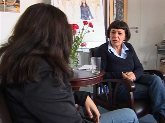 Shabnam, who asked that her face not be shown, talks with Louise Baghramian, the director of the Interkulturelles Frauenhaus, a women's organization which helped her start anew after leaving an abusive husband.