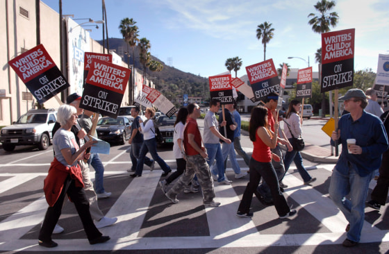 Image: Writers Guild of America members strike in Burbank, Calif.
