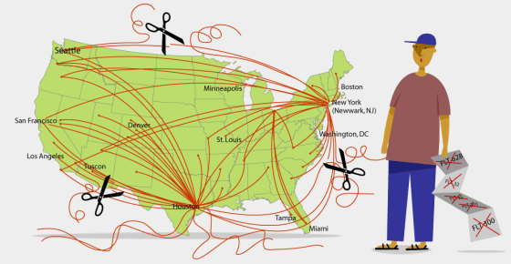 Image: Travel routes cut
