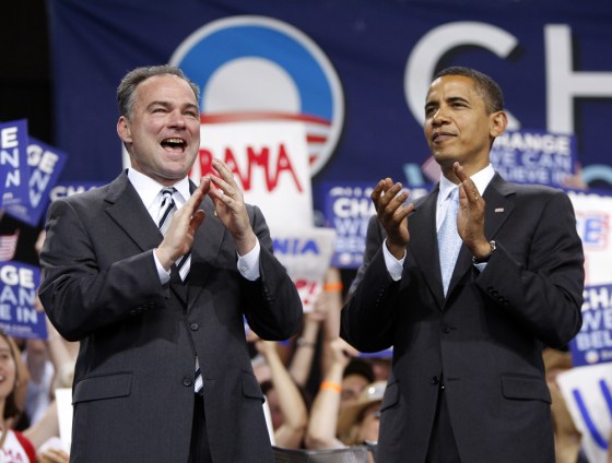 Image: Barack Obama with Virginia Governor Tim Kaine, left