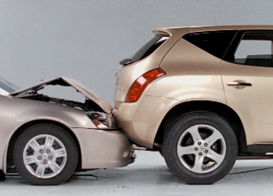 This Nissan Altima, left, sustained a total of $4,507 damage when it struck the back of a Nissan Murano at 10 mph.