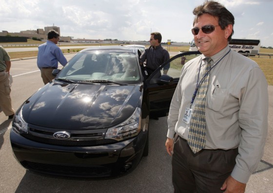 Image: Andrew Sarkisian smiles after test drive