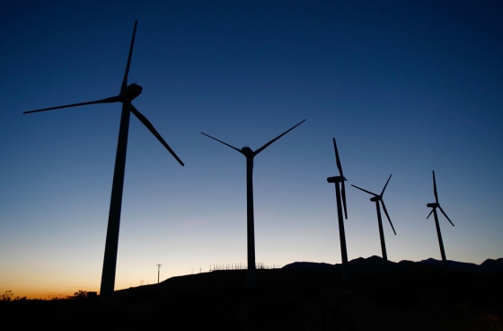 Image : Giant wind turbines are powered by strong prevailing winds
