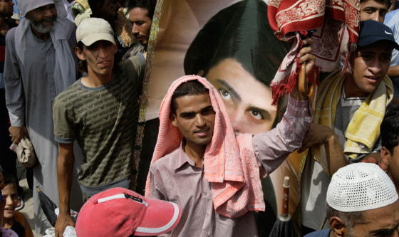 Image: Worshipper demonstrate against Condoleezza Rice's visit to Iraq