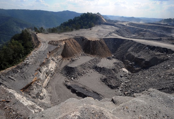 This mountaintop removal mine is atop Kayford Mountain in West Virginia.