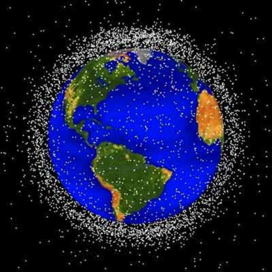 Image: Artist's rendition of space junk surrounding the Earth
