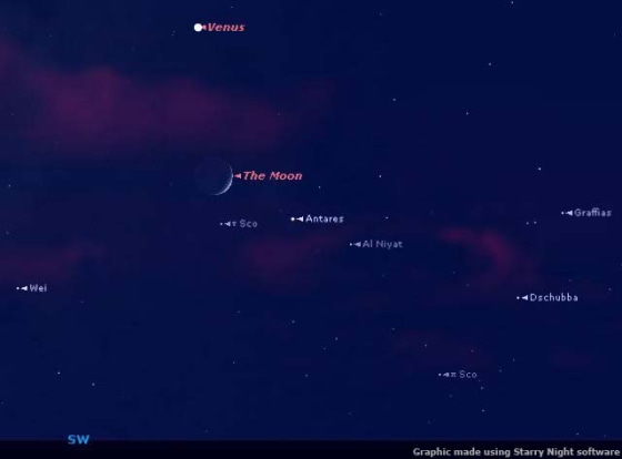 The scene just after sunset from midnorthern latitudes on Oct. 31.