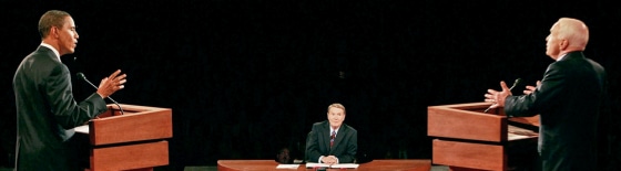 Image: Senator John McCain and Senator Barack Obama stand at their podiums during the first U.S. presidential debate in Oxford, Mississippi