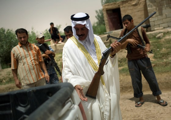 Sheik Jassim Muhammed al-Sweidawi prepares to go bird hunting at his Ramadi home. He is among a new generation of tribal leaders asserting influence across Sunni areas.