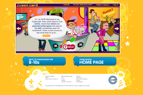 British police set up a Web site designed to warn children about the dangers of social networking sites. Kids as young as eight can go to an online cafe to learn more about the Internet.