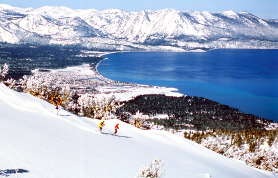 Skiers are seen making their way down the slopes at Heavenly Ski Resort in South Lake Tahoe, Calif. The resort's Olympic double chair has been replaced with a high-speed quad that will provide improved access to recently gladed woods and three new trails.