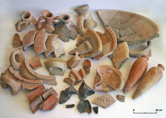 Image: pieces of pottery discovered in Jerusalem's City of David