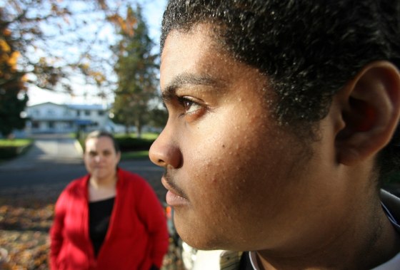 Sheila Montgomery, shown Nov. 20, says she has no problem with “a little bit of jail time” for her son Zach, right, for his alleged role in a robbery, but she believes probation and counseling would have served him better.