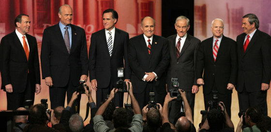 Image: Mike Huckabee, Fred Thompson, Mitt Romney, Rudy Giuliani, John McCain, Duncan Hunter, Ron Paul