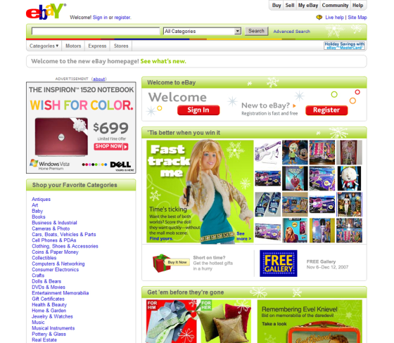 Image: The site cover of ebay.com