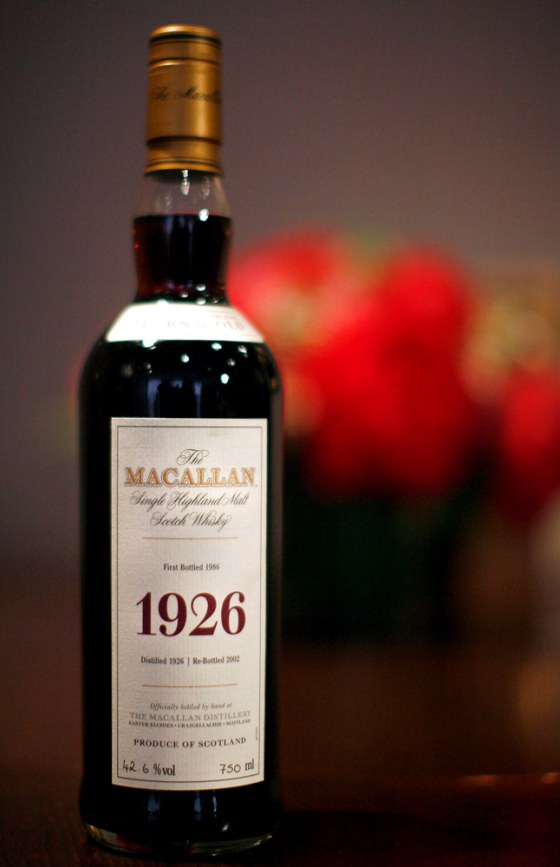 Image: A bottle of Macallan scotch distilled in 1926 is seen here during a preview for an auction of fine Spirits at Christie's Auction House in New York