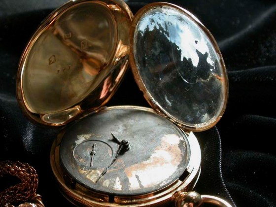 Image: gold watch that belonged to the commander of the H.L. Hunley, Lt. George Dixon