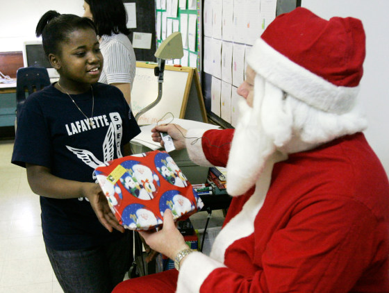 Image: child receiving gift