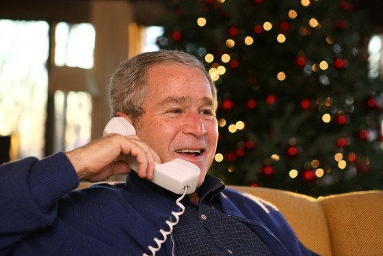 President Bush makes Christmas Eve telephone calls to members of the armed forces at Camp David on Monday.