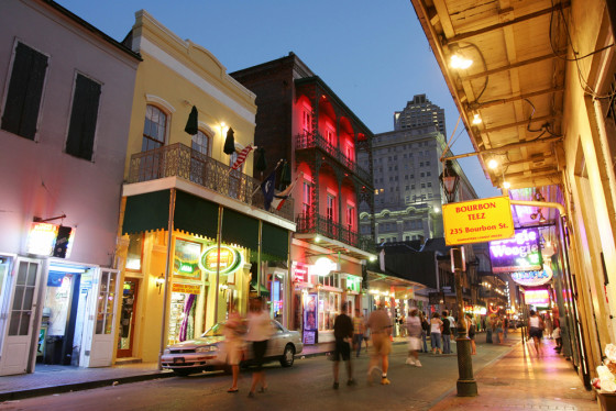 Image: Dusk falls over Bourbon Street in the French Quarter of New Orleans