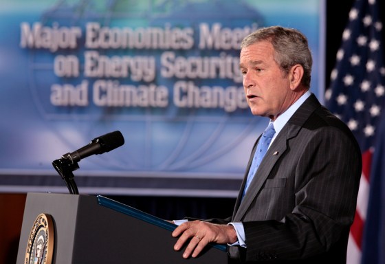 Image: U.S. President George W. Bush speaks at the Major Economies Meeting on Energy Security and Climate Change at the U.S. State Department in Washington, D.C.