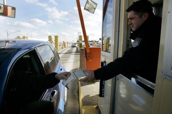 Image: A driver arriving from Canada at the Ambassador Bridge in Detroit.