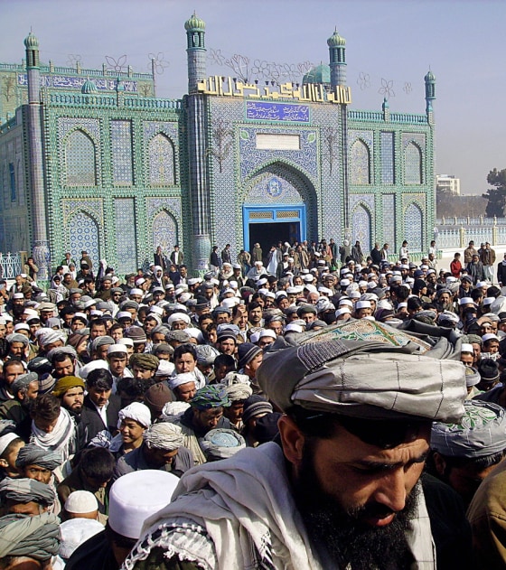 Image: Afghan demonstrators in Mazar-i-Sharif.