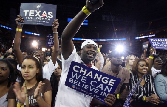 Image: Supporters of Barack Obama in Houston.