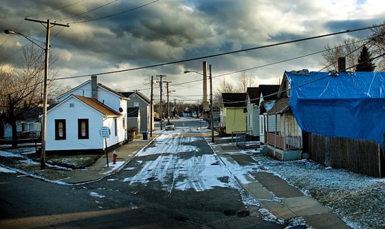 Abandoned homes are seen in the Slavic Village section of Cleveland. The housing crisis is very much on the minds of many Ohio voters: 3.72% of all the state's mortgages are in foreclosure.