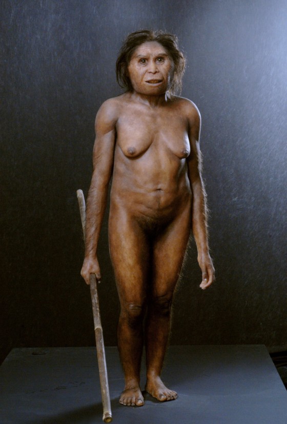 Image: A sculpture based on fossilized remains of possible dwarf human.
