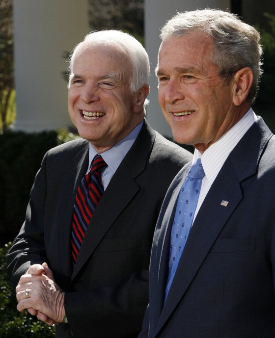 Image: U.S. President George W. Bush, Republican Presidential candidate John McCain