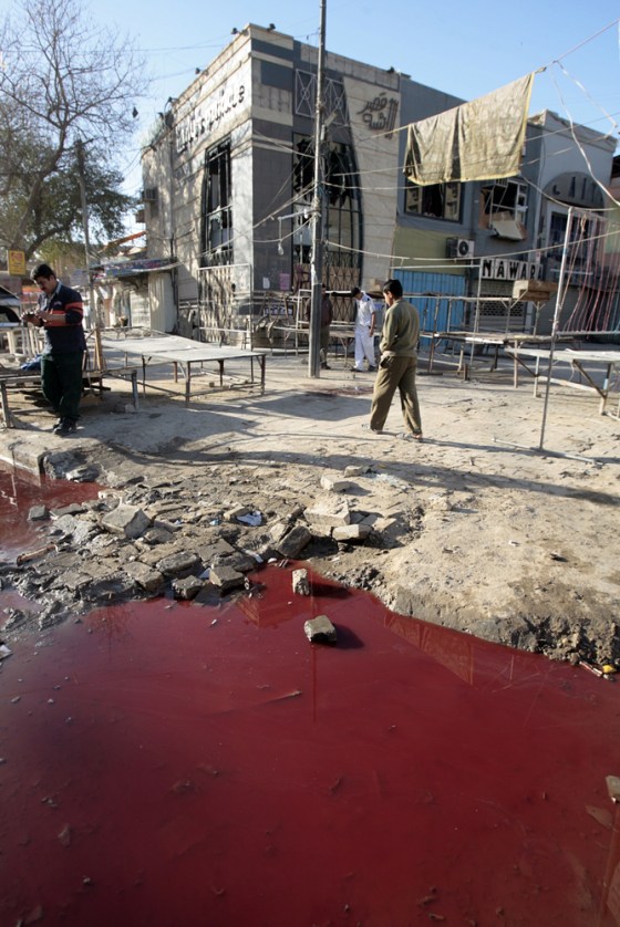 Image: Bomb attack damage in Baghdad's Karrada neighborhood