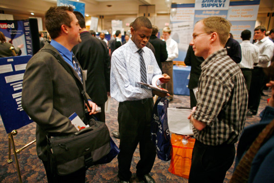 Image: College students a career day event.
