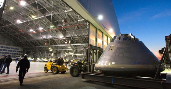 Image: mock-up of the Orion space capsule