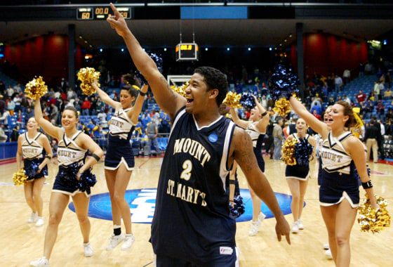 Image: Mount St. Mary's guard Chris Vann celebrates