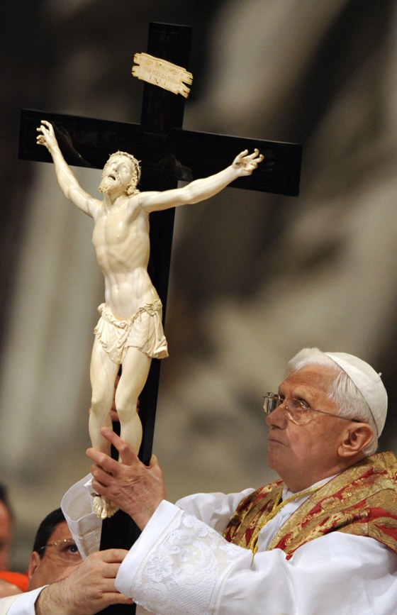 Image: Pope Benedict XVI holds the cross