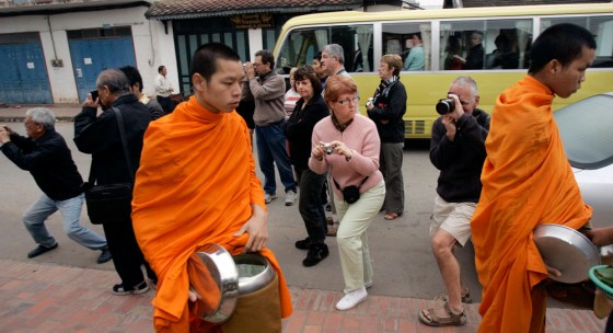 Image: Tourists in Asia, monks
