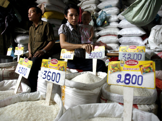 Image: Rice seller at Phnom Penh market