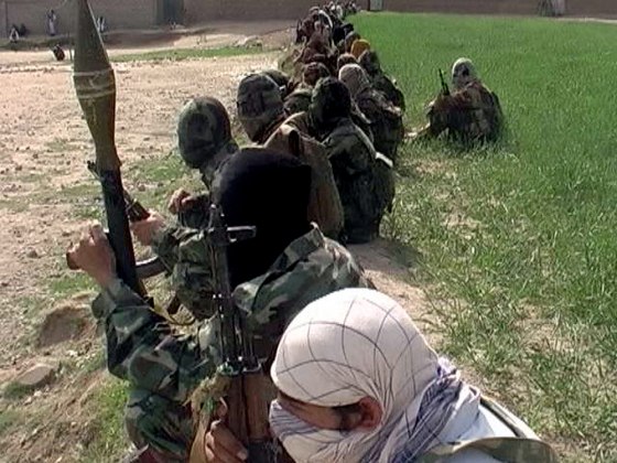 These Taliban militants were among the hundreds who staged a public display Sunday in Inayat Kili, a Pakistani town along the border with Afghanistan. A militant leader addressing the crowd said he welcomed talks with Pakistan's new government.