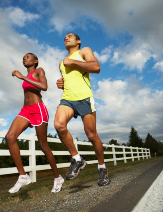 Image: Joggers by road