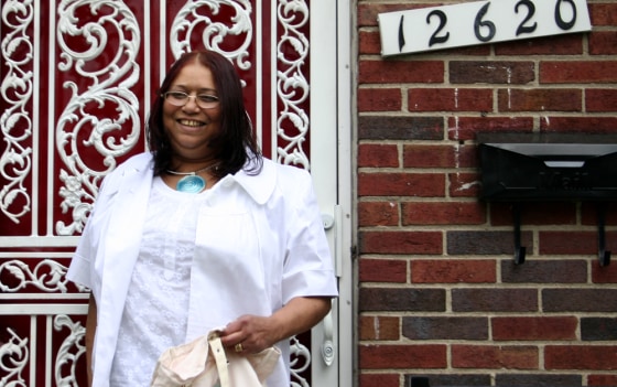 Linda Hutcherson, who is biracial, leaves her home in a nearly all-black neighborhood in Detroit.