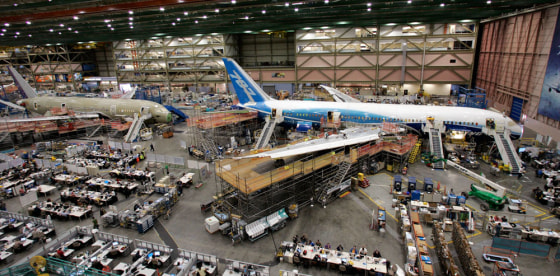 Image: Boeing 787 jets are lined-up nose to tail