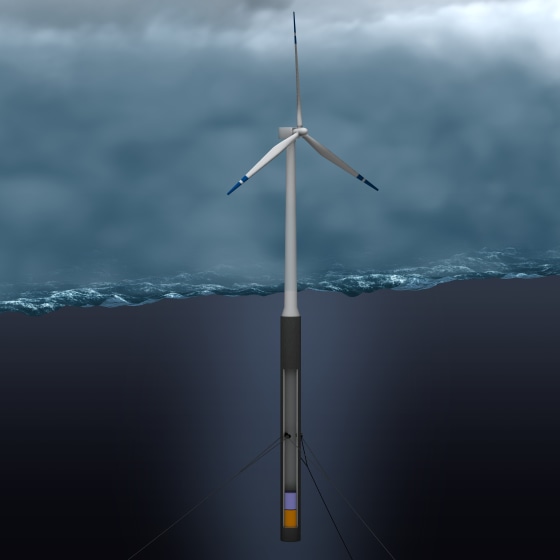This artist's concept shows the proposed floating wind turbine.