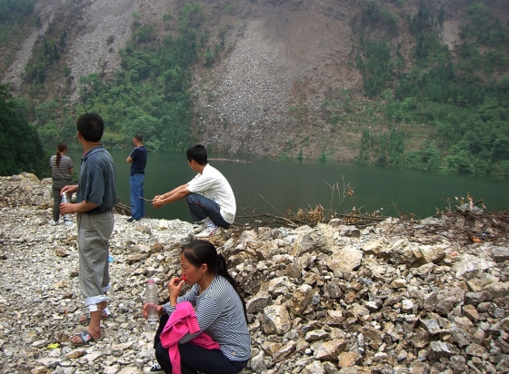 Image: Newly formed lake which has fully submerged the village of Shuangdian, China