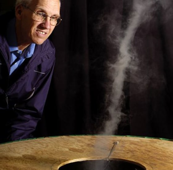 Image: Louis Michaud with man-made tornado