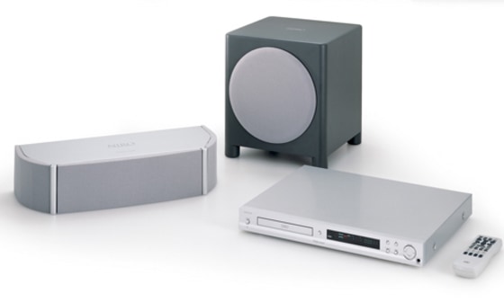 The Niro 1.1 Pro surround sound system, from left: the speaker enclosure, the subwoofer and the receiver.
