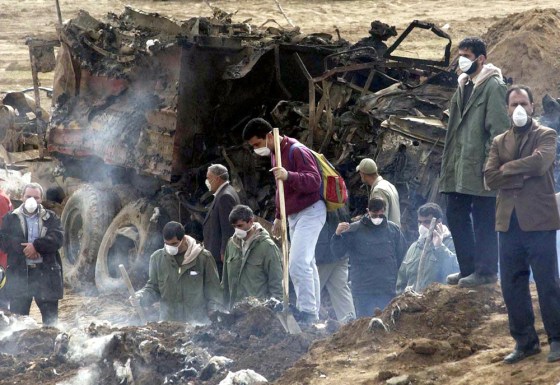 Rescuers on Thursday search debris at the site of the train explosion, which occurred near Neyshabur,&nbsp;435 miles east of Tehran.