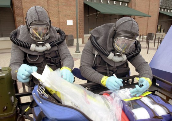 National guardsmen like these in Atlanta are used to help prepare states for possible terrorism attacks.