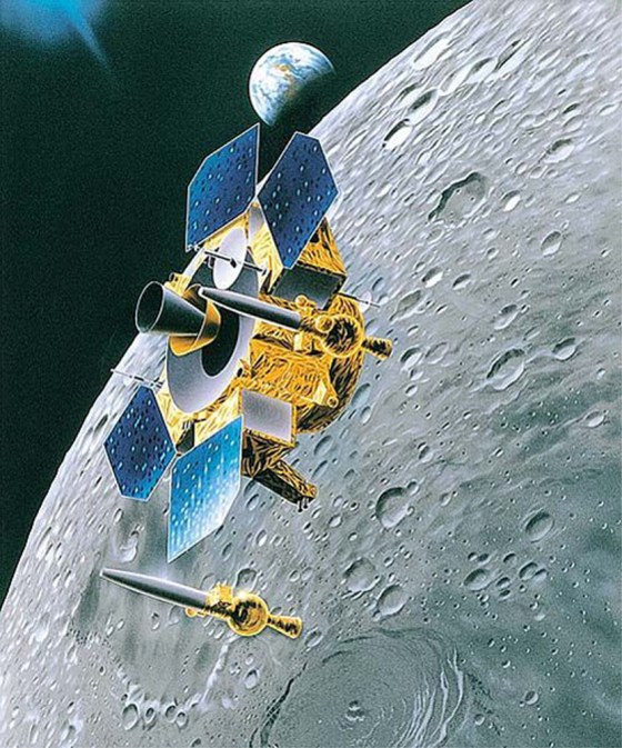 Japan's Lunar-A probe, shown in this artist's conception, would hurl penetrators at the moon to gain scientific insights regarding Earth's celestial neighbor.
